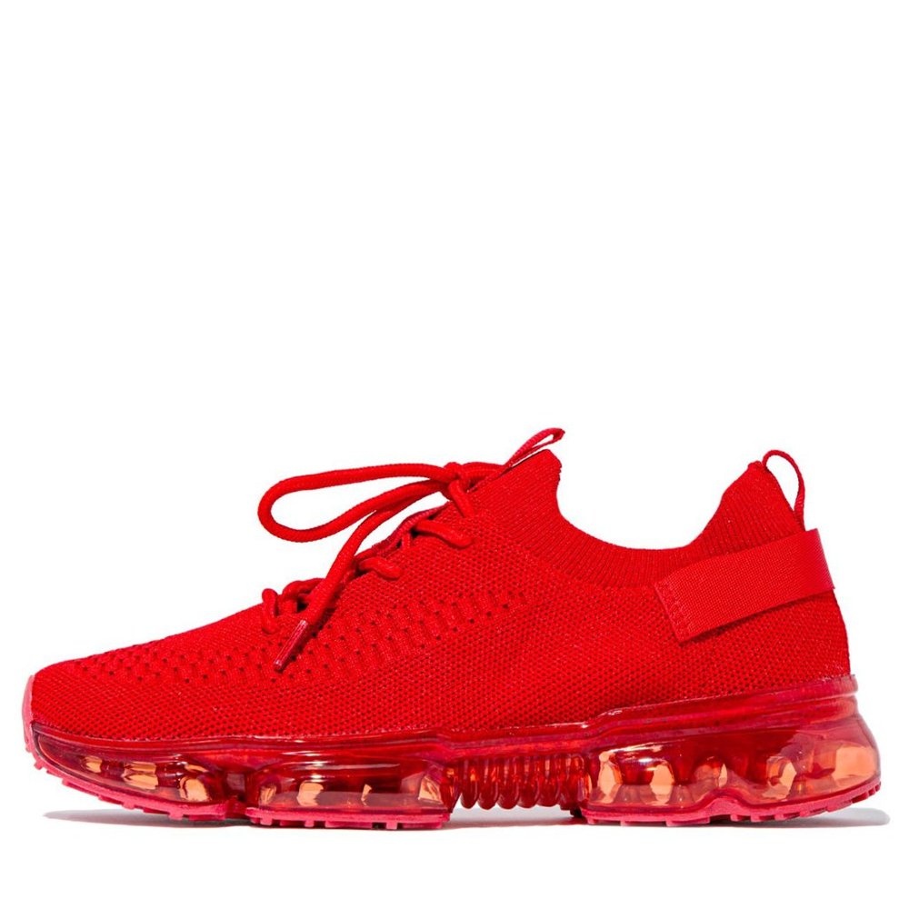NEW🔥 True Red Bubble Air Cushion Lace-Up Knitted Sneakers Slip-On Stretchy Knit - Picture 3 of 5